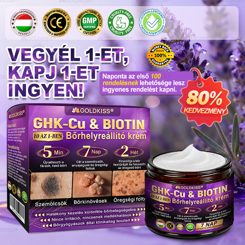 Magyarországon gyártva és szállítva ✨ 𝐆𝐎𝐋𝐃𝐊𝐈𝐒𝐒® 𝐆𝐇𝐊-𝐂𝐮 & 𝐁𝐈𝐎𝐓𝐈𝐍 𝟏𝟎-𝐢𝐧-𝟏 Bőrmegújító Krém ⚡